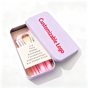 Nouveauté : Ensemble de 7 pinceaux de maquillage <span class=keywords><strong>Hello</strong></span> Mini <span class=keywords><strong>Kitty</strong></span> pour voyage, dans une boîte en métal, logo personnalisé et prix d'usine pour les yeux et le visage - Product Image 3