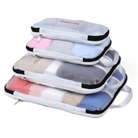 Ensemble de 4 cubes d'emballage de compression de sac noir personnalisés de style tendance personnalisable pour les voyages en plein air