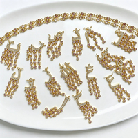 Collier Pendentif en Laiton Plaqué Or 18K avec Zircon Rose Incrusté, Design Lettre Arabe, Style Rétro, Pendentif Gouttelette, Chaîne Ras du Cou, Style Européen et Américain