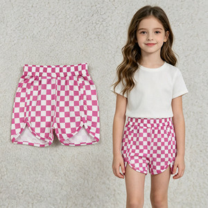 Pantalones Cortos Deportivos Casuales para Niñas Pequeñas RTS, Diseño a Cuadros, Nuevo Diseño, Ropa Deportiva de Boutique, Pantalones Cortos para Niñas - Product Image 3