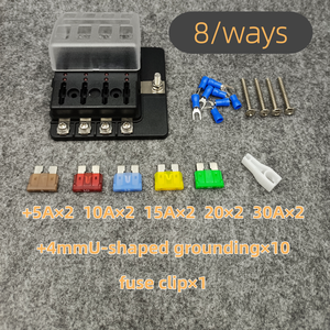 Porte-fusibles 8 voies/12 voies, bloc de fusibles à lame ATC/ATO avec voyants LED individuels, fusibles assortis, bornes de terre - Product Image 2