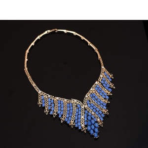 Ensembles de bijoux africains de mode pour femmes en résine bleu pendentif déclaration de luxe saoudien plaqué or 18 carats Dubai mariage ensemble de bijoux de mariée - Product Image 3