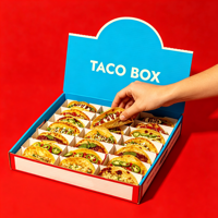 Boîte à tacos personnalisée grande taille, à emporter, en carton ondulé, support alimentaire jetable, boîte BBQ