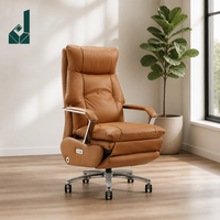 Fauteuil de bureau de direction de luxe au design moderne avec repose-pieds, en cuir véritable, hauteur réglable, base en acier, siège pivotant