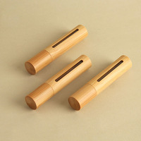 Bouteille en verre de bambou écologique portable OEM de 10 ml, logo personnalisé, flacons de parfum cosmétique avec pompe personnalisée