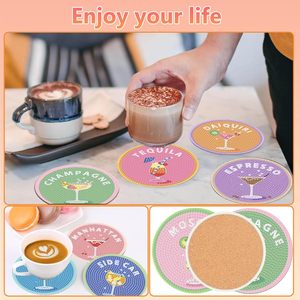 Kit de Posavasos de Arte con Diamantes para Adultos, Posavasos de Pintura con Diamantes para Cócteles con Soporte, Manualidades de Arte con <span class=keywords><strong>Gemas</strong></span> 5D, Puntos de Diamantes - Product Image 4