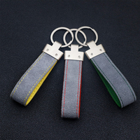 Großhandel Maßgefertigter Luxus-Leder-Schlüsselanhänger Personalisiertes Logo Leder-Schlüsselring mit Metall-Blanko und Geschenkbox für Auto