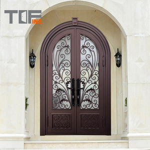 Elegant front iron <strong>door</strong> design <strong>with</strong> unique ornamental <strong>ironwork</strong> and full panel frame for luxurious home <strong>entrances</strong> - Product Image 3