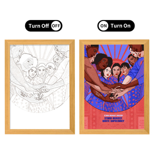 Ngày của phụ nữ theo chủ đề A3 hình ảnh Khung vải gỗ bóng hộp handmade LED chiếu sáng ánh nắng mặt trời ánh sáng ban đêm nhà lật A4 ý tưởng quà tặng - Product Image 5