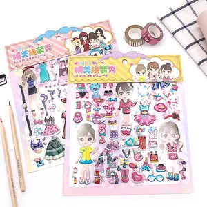 Pegatina de dibujos animados 3d Kawaii para niña, pegatina de burbuja