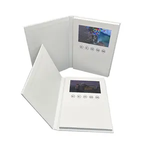 customized A4 size hardcover paper 7 inch LCD video brochure 10.1 inch hd ips tft white video brochure blank video book