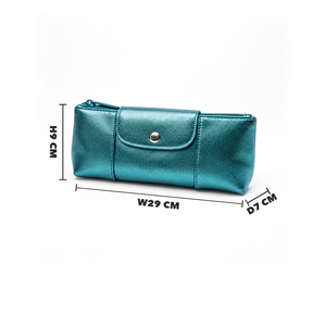 Bolsa de cosméticos de lujo, personalización ODM OEM, bolsa de maquillaje de cuero PC con cierre de cremallera y cierre de presión, bolsa de almacenamiento BSCI. - Product Image 1