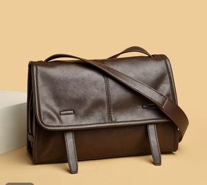 Bolso de Hombro de PU Marrón para Mujer, Diseño Minimalista, Correa Única, Cierre de Cremallera, Uso Diario, Primavera, Todas las Temporadas - Product Image 1
