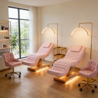 Table de massage électrique réglable à 3 moteurs, table faciale moderne en PU, équipement de beauté pour salon, spa, extension de cils, clinique