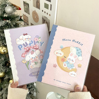 Carnet Kawaii A5 à couverture rigide, classeur 6 anneaux pour cartes postales, autocollants, organisateur, journal, agenda, cadeau de Noël Ours Lapin