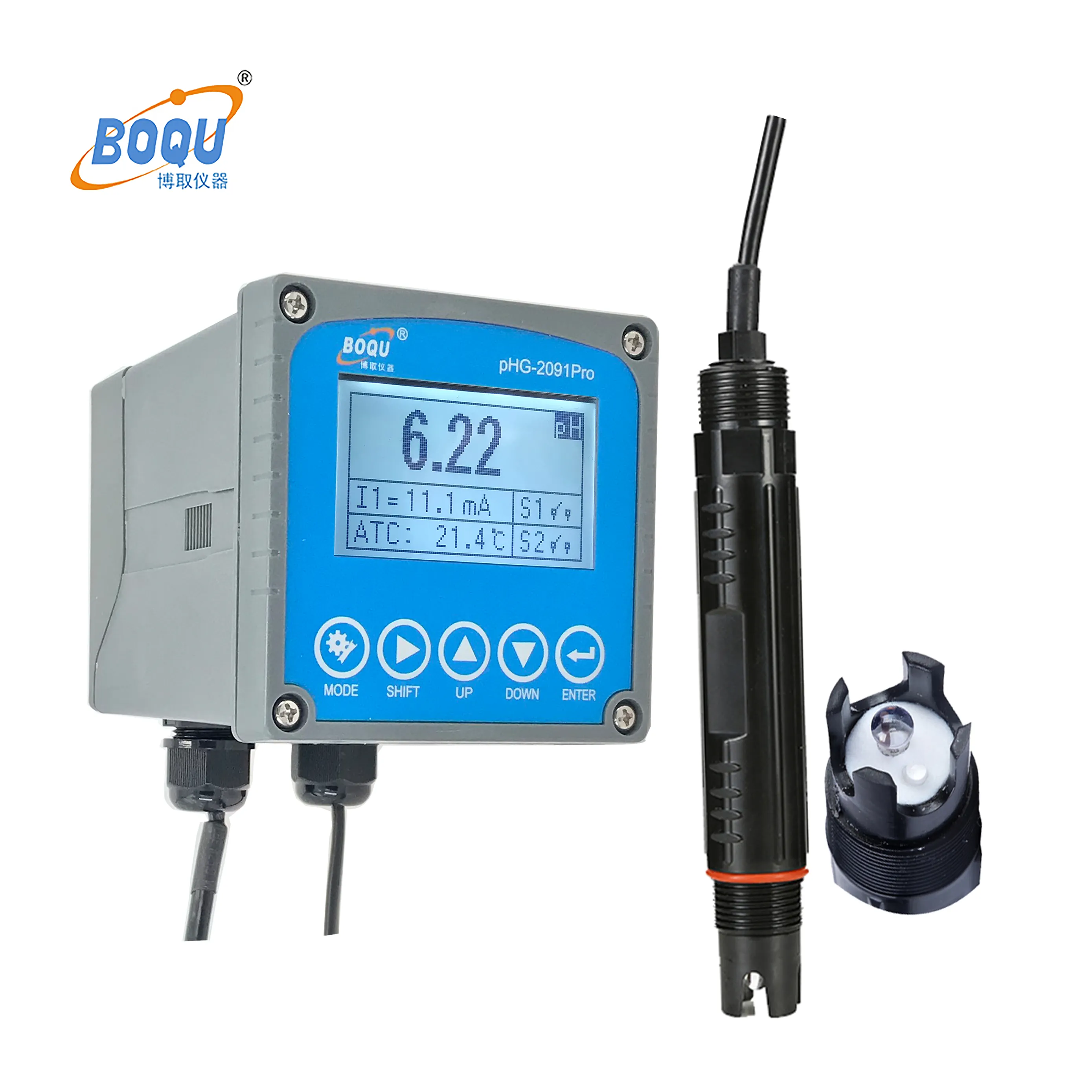 Misuratore di pH Online misura il pH e la temperatura per controllare l'analizzatore della qualità dell'acqua della pompa PHG-2091pro