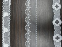 Bordure élastique festonnée en maille polyester avec dentelle transparente brodée à pois ondulés pour lingerie de filles et accessoires textiles de maison