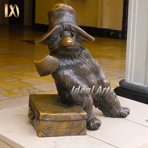 Seni Ideal Patung Beruang Tembaga Ukuran Terkenal Hidup Menyesuaikan Hewan Perunggu Paddington Beruang Patung
