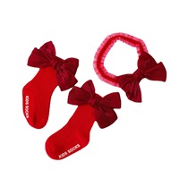 Ensemble de bandeaux en satin et chaussettes pour bébés, fabriqués en Corée du Sud, pour nouveau-nés, accessoires tricotés de printemps
