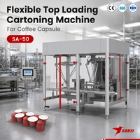 Machine d'emballage automatique SA-50 à chargement par le haut, 20-30 boîtes/min, cartonneuse flexible en carton pour l'emballage de sachets de capsules de café
