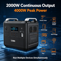 Centrale Électrique Portable SAMAS 2000W, Générateur Solaire avec Contrôleur MPPT, Batterie LiFePO4, Démarreur de Voiture, Onde Sinusoïdale Pure, Alimentation de Secours Domestique