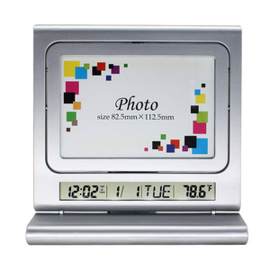 Reloj Despertador Europeo <span class=keywords><strong>para</strong></span> Dormitorio o Sala de Estar, Reloj de Escritorio con Pantalla de Hora, Fecha, Semana y Temperatura, Marco de Fotos Giratorio, Reloj Electrónico - Product Image 1