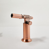 Pistolet à flamme gonflable tout en métal, barbecue, cuisine, peut être inversé, flamme stable, camping en plein air, coupe-vent, allumeur avec décoration