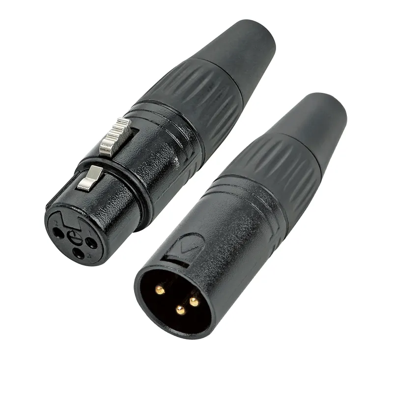 professional high quality male and female gold plated 3 pin XLR connector for cable Black color