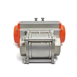 1 Inch 3 Pcs 2 Way 1000 Wog Stainless Steel 304 Actuated Air Control Ball Valve With Limit Switch Pneumatic Ball Valve