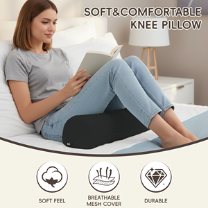 Coussin de soutien lombaire ergonomique en tricot, noir uni, forme oblongue, pour massage, rembourrage en polyester et coton - Product Image 6