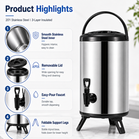 Distributeur de boissons isolé en acier inoxydable Offres Spéciales baril de café seau à thé au lait avec robinet