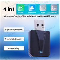 Adaptateur CarPlay sans fil 4 en 1, AirPlay, Miracast, écran partagé, plug and play, connexion rapide, lecteur multimédia automobile, dongle