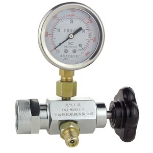 Herramienta de Carga de Gas Nitrógeno M28x1.5 31.5 MPa, Dispositivo de Llenado de Aire para Acumulador Hidráulico de Acero Aleado - Product Image 1