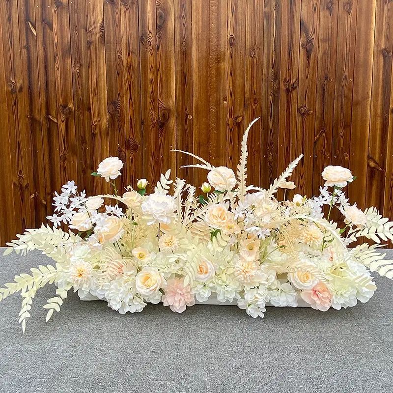 Wedding Decorations Custom Wedding Props Road Lead Strip Aisle White Flower Row Hanging Flowers Wedding Table Flower Runner