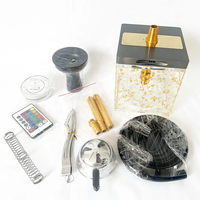 Chicha électrique portable de luxe dorée de 8 pouces en acier inoxydable avec éclairage LED au design miroir, idéale pour les voyages