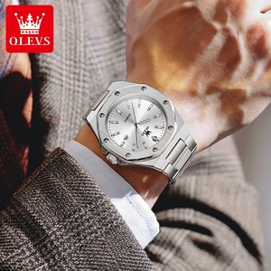 <span class=keywords><strong>Montre</strong></span> pour homme OLEVS 3613 OEM, logo original de luxe, étanche, lumineuse, calendrier, classique, en acier inoxydable, quartz - Product Image 4