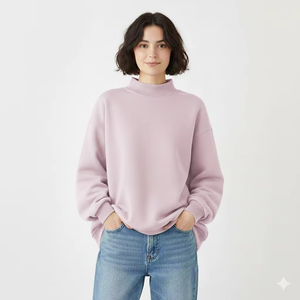 Nueva Sudadera de Cuello Alto Personalizada con Logotipo para Mujer, Sudadera de Algodón Suave, Estilo Urbano, Bordada, de Felpa, Talla Grande - Product Image 1