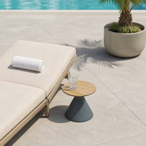 <span class=keywords><strong>Table</strong></span> d'appoint ronde en teck avec base conique en métal, <span class=keywords><strong>petite</strong></span> <span class=keywords><strong>table</strong></span> d'appoint extérieure de 40 cm <span class=keywords><strong>pour</strong></span> <span class=keywords><strong>balcon</strong></span>, patio, chambre d'hôtel, terrasse - Product Image 1