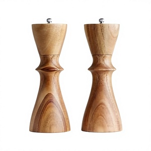 Molinillo de Sal y Pimienta de Madera de Acacia con Perilla Giratoria, Mecanismo Manual de Empuje y Tracción, Ecológico y Duradero - Product Image 5
