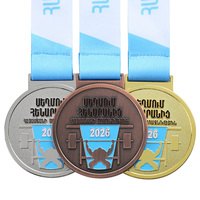 Médailles sportives personnalisées en usine Or/Argent/Bronze en alliage de zinc moulé sous pression pour la musculation, les compétitions et les événements sportifs