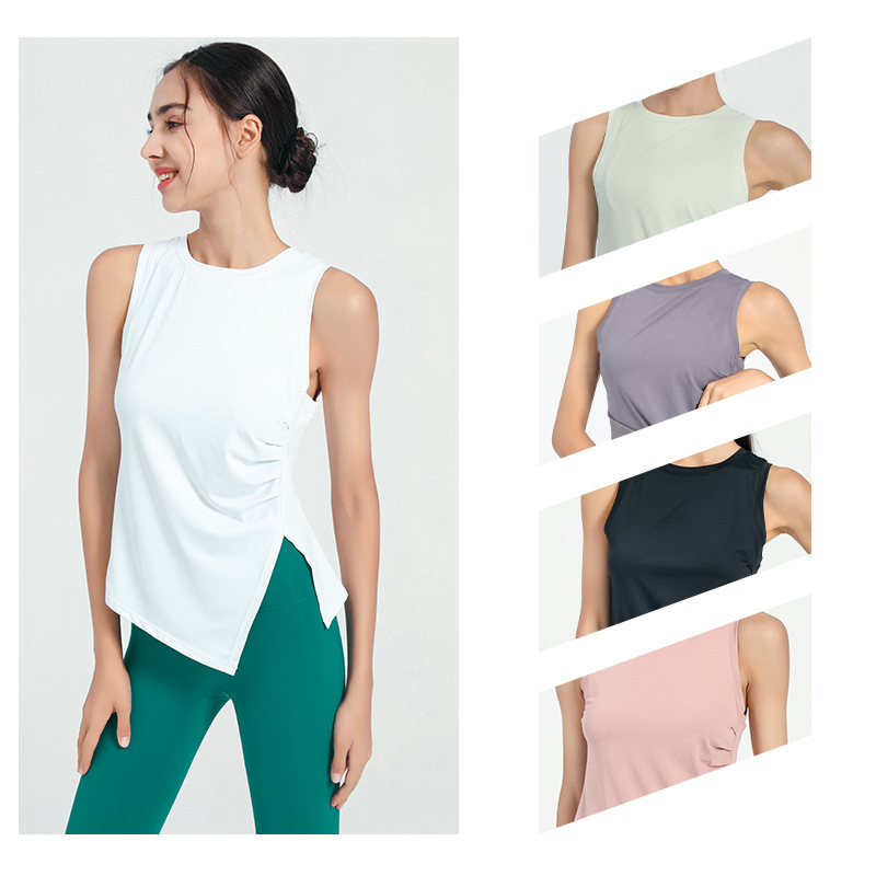 Women's New Fashion Sleeveless Yoga Top Quick Dry Loose Thin Gym Sport Vest Athletic Workout Training Vest