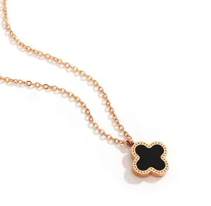 Stainless steel metal Four Leaf Clover Necklace Lucky four-leaf clover pendant necklace
