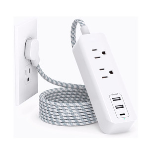 One Beat US Ultra Flat Plug Power Strip 2 prises 3 ports USB (1 USB C) Compact pour Travel & Crusie & Home Travel Adapter - Product Image 1