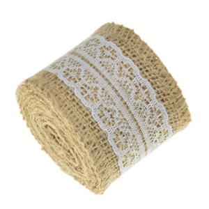 फैक्टरी बिक्री पैकिंग गौण 5cm विस्तृत 2M लंबी बर्लेप रिबन रोल चोटी सन रस्सी जूट बर्लेप फीता रिबन सजावट के लिए - Product Image 5