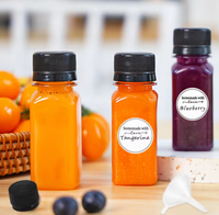 Bouteilles de boisson en plastique rondes de petite taille MAYSURE avec étiquette personnalisée, 2 oz (60 ml), pour jus, boissons énergétiques, shots de gingembre, avec bouchons