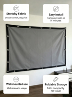 Écran de projection portable pliable pour extérieur/intérieur de 84 pouces, 16:9 HD, gris argenté, écran de cinéma simple et géant en tissu pour projecteur 3D
