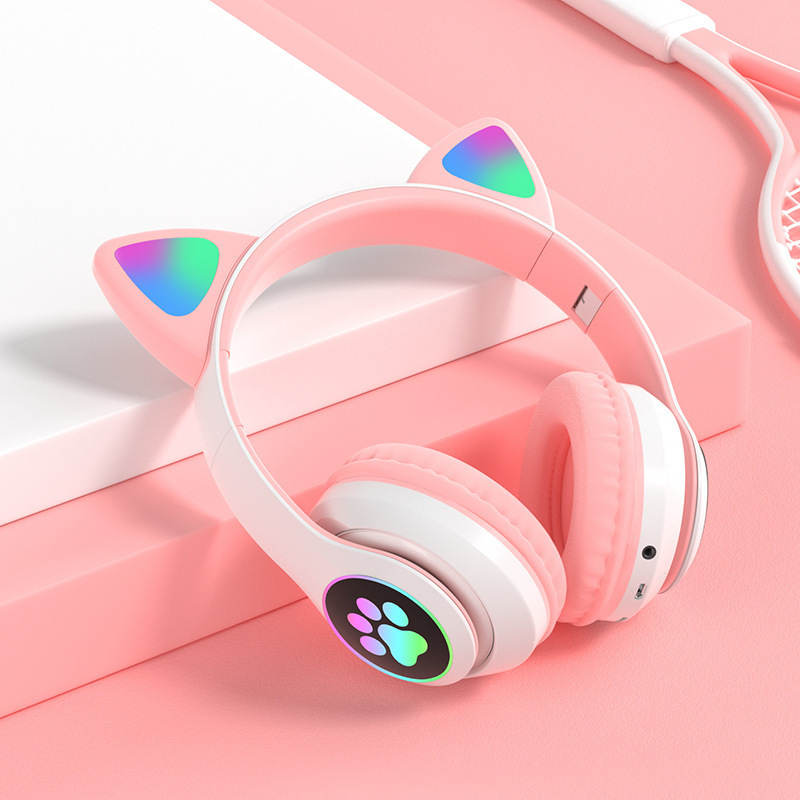 Casque lumineux blanc adorable - Fente pour carte - Utilisation filaire