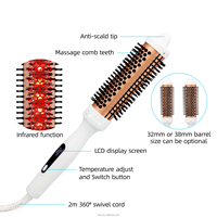 Brosse à cheveux chauffante à infrarouge professionnel RUCHA, brosse ionique à coiffure, brosse à cheveux double tension