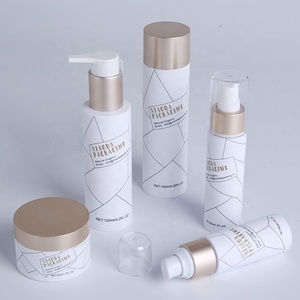Flacone Cosmetico di Lusso Vuoto in Plastica Rosa Rotondo con Pompa per Crema Viso, Lozione e Spray - Product Image 2