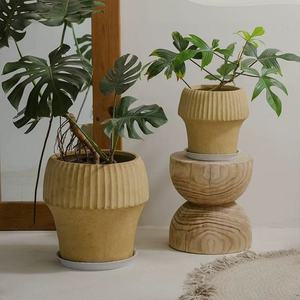 Grand pot à plantes en argile de magnésium de style nordique minimaliste pour salon, <span class=keywords><strong>sur</strong></span> <span class=keywords><strong>pied</strong></span>, Schefflera, pot en <span class=keywords><strong>bois</strong></span> - Product Image 3